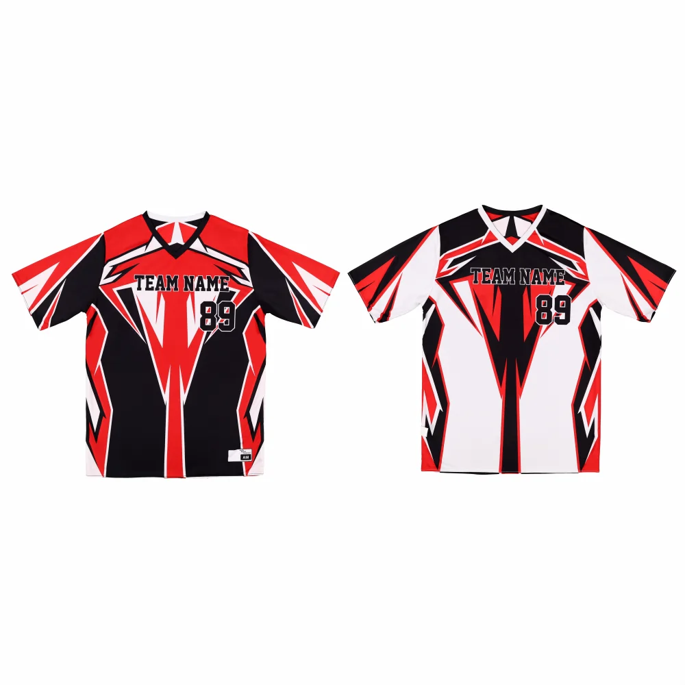 Custom Sublimated V Neck Reversible Shirt – Red Black White-thumb